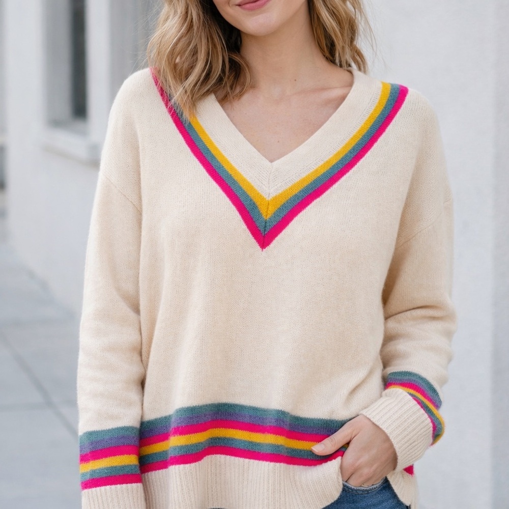Charter Club Long sleeve V Neck Cashmere Sweater Sz Small